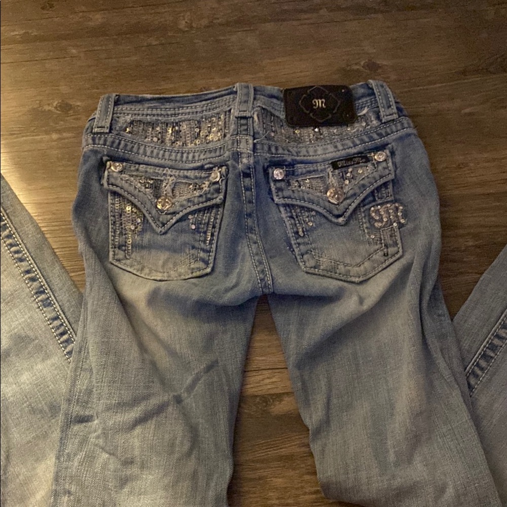 Women's Blue Jeans with Embellished Pockets